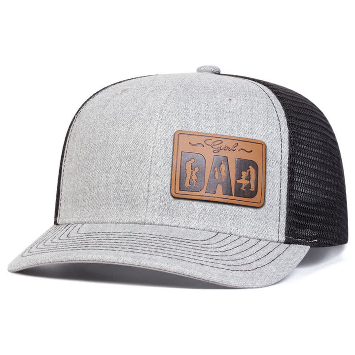 Girl Dad Leather Patch Adjustable Trucker Hat - Light Gray - Adjustable (About 22"-23 5/8") - image 2