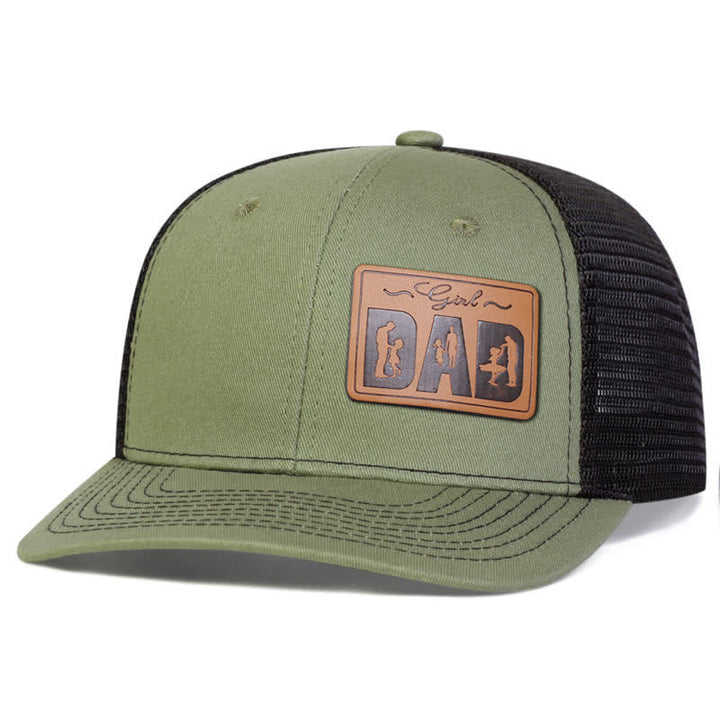 Girl Dad Leather Patch Adjustable Trucker Hat - Army Green - Adjustable (About 22"-23 5/8") - image 5