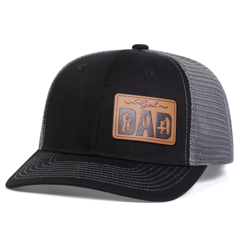 Girl Dad Leather Patch Adjustable Trucker Hat - Black & Gray - Adjustable (About 22"-23 5/8") - image 3