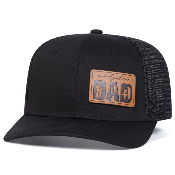 Girl Dad Leather Patch Adjustable Trucker Hat - Black - Adjustable (About 22"-23 5/8") - image 1