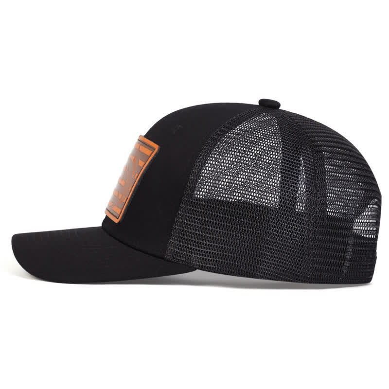 USA Flag Shark Leather Label Patch Trucker Hat - image 2