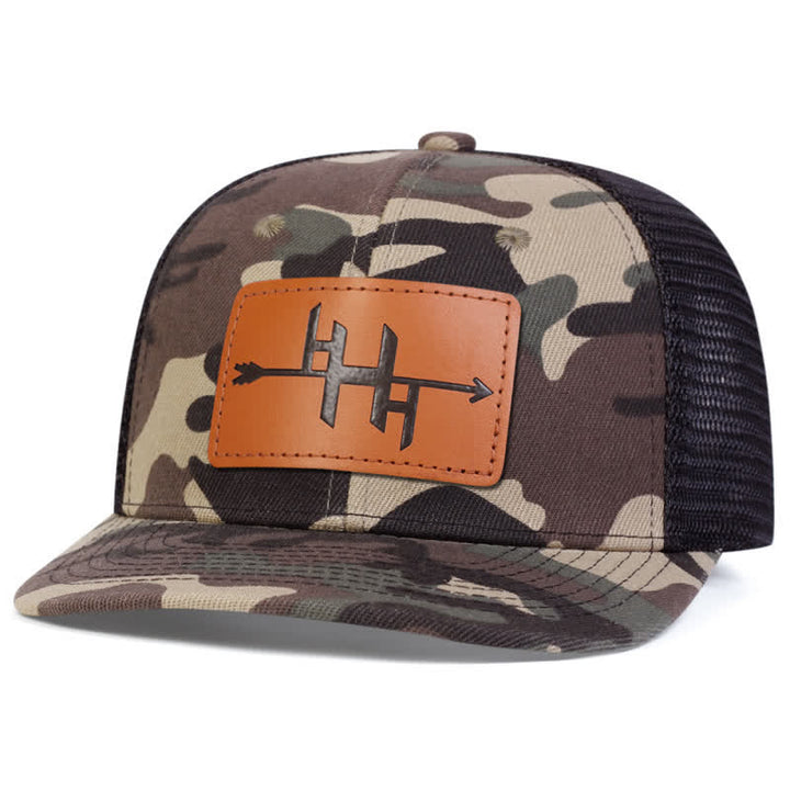 Arrowhead Gun Pattern Leather Label Patch Trucker Hat