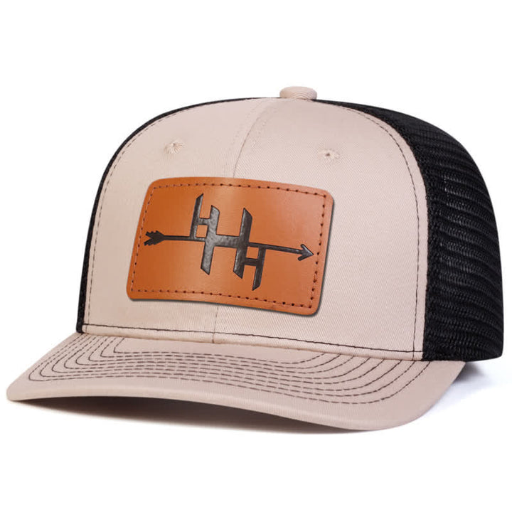 Arrowhead Gun Pattern Leather Label Patch Trucker Hat