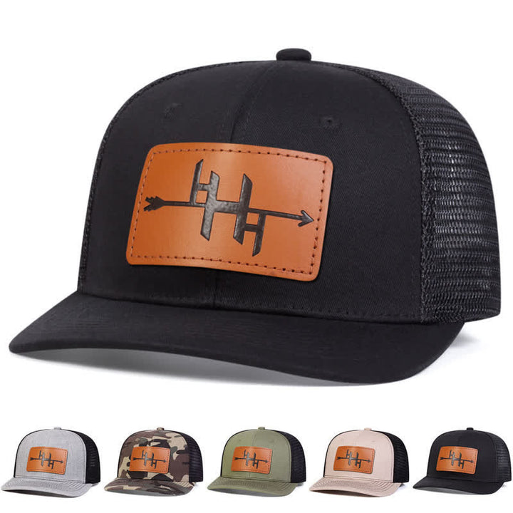Arrowhead Gun Pattern Leather Label Patch Trucker Hat