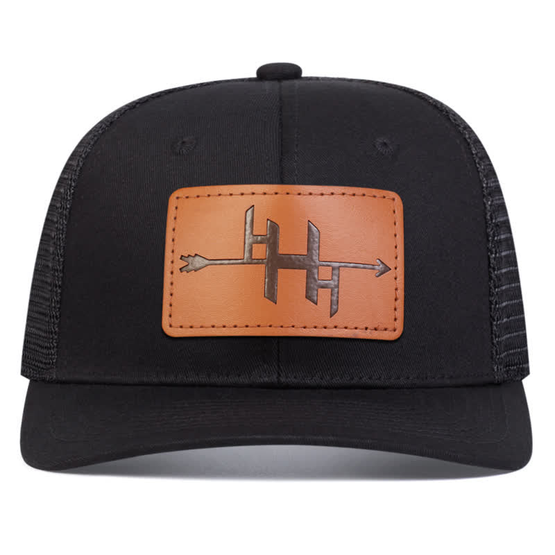 Arrowhead Gun Pattern Leather Label Patch Trucker Hat