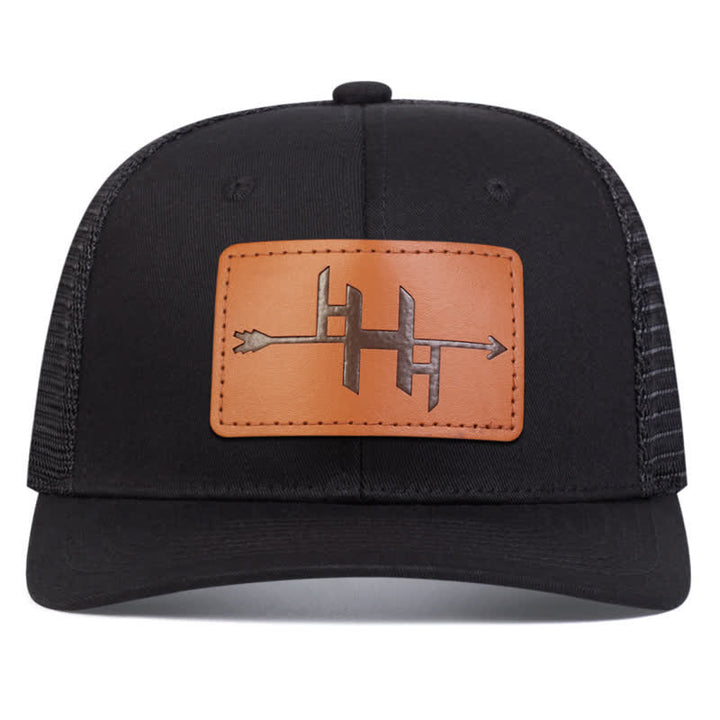 Arrowhead Gun Pattern Leather Label Patch Trucker Hat