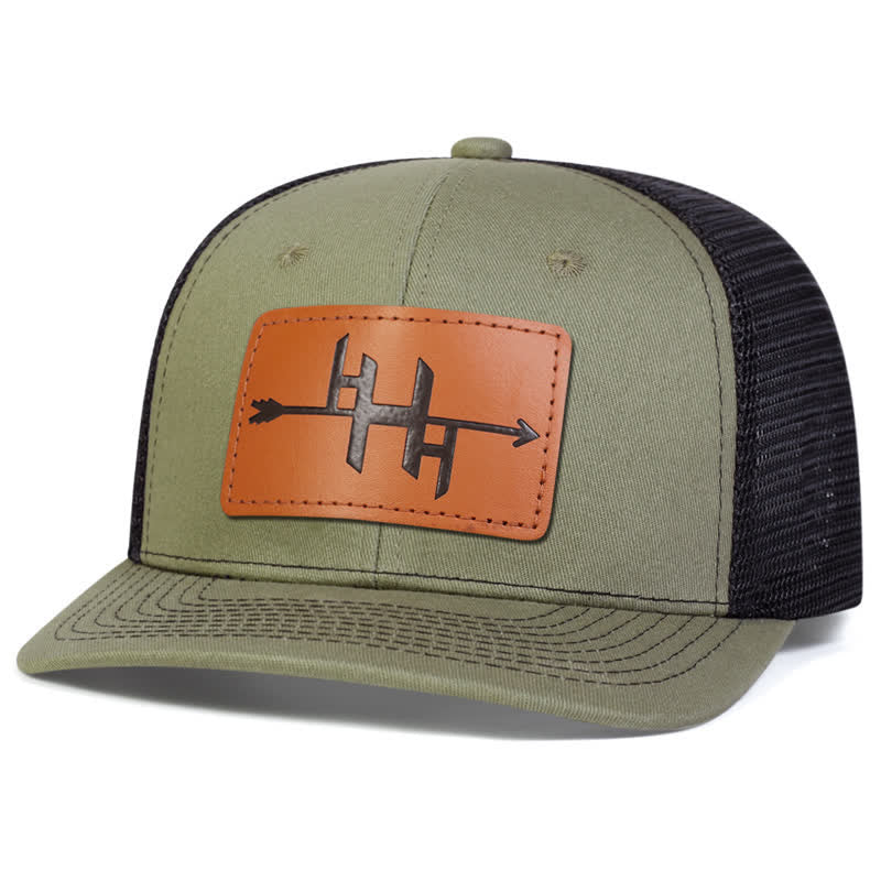 Arrowhead Gun Pattern Leather Label Patch Trucker Hat