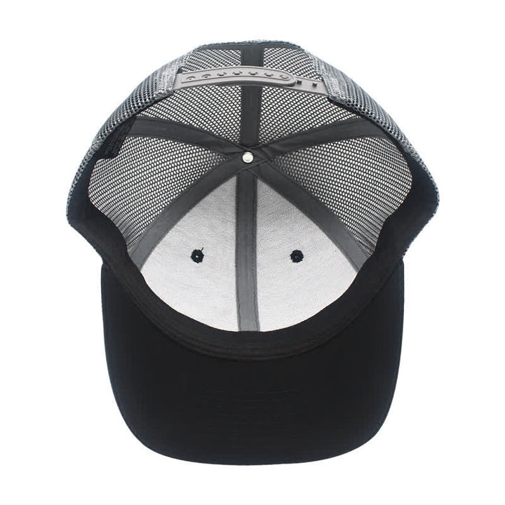 Letter Pattern Brown Leather Label Patch Trucker Hat - image 3
