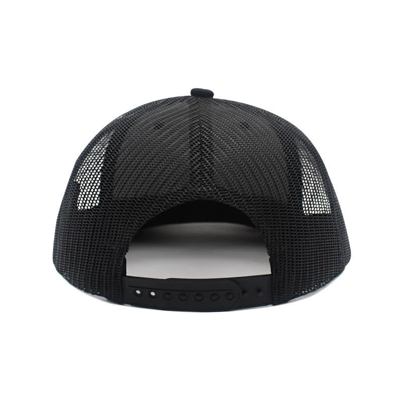 Letter Pattern Brown Leather Label Patch Trucker Hat