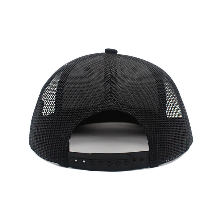 Letter Pattern Brown Leather Label Patch Trucker Hat