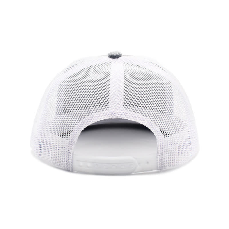 Letter Pattern Brown Leather Label Patch Trucker Hat