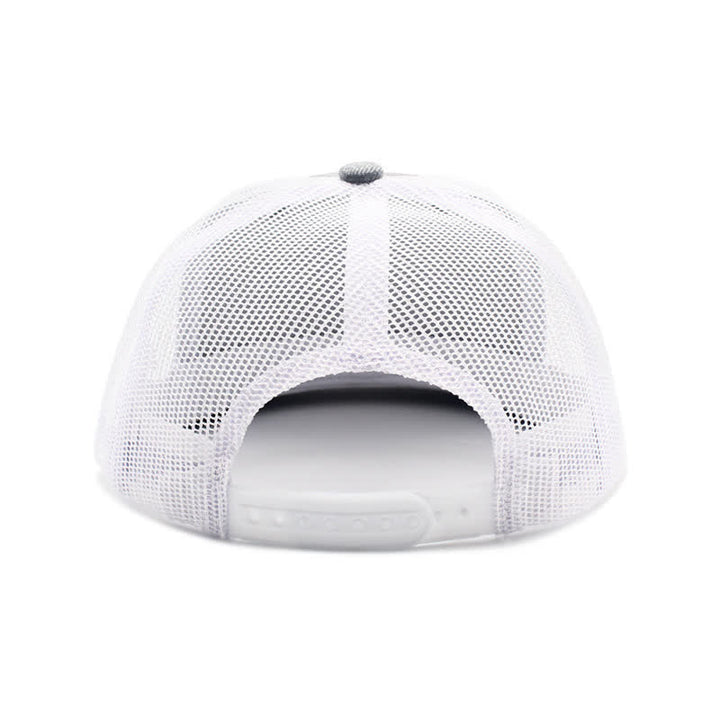 Letter Pattern Brown Leather Label Patch Trucker Hat