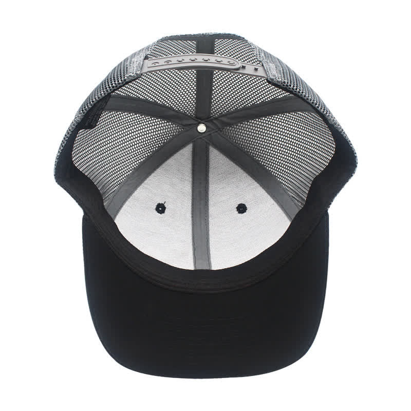 Letter Pattern Brown Leather Label Patch Trucker Hat