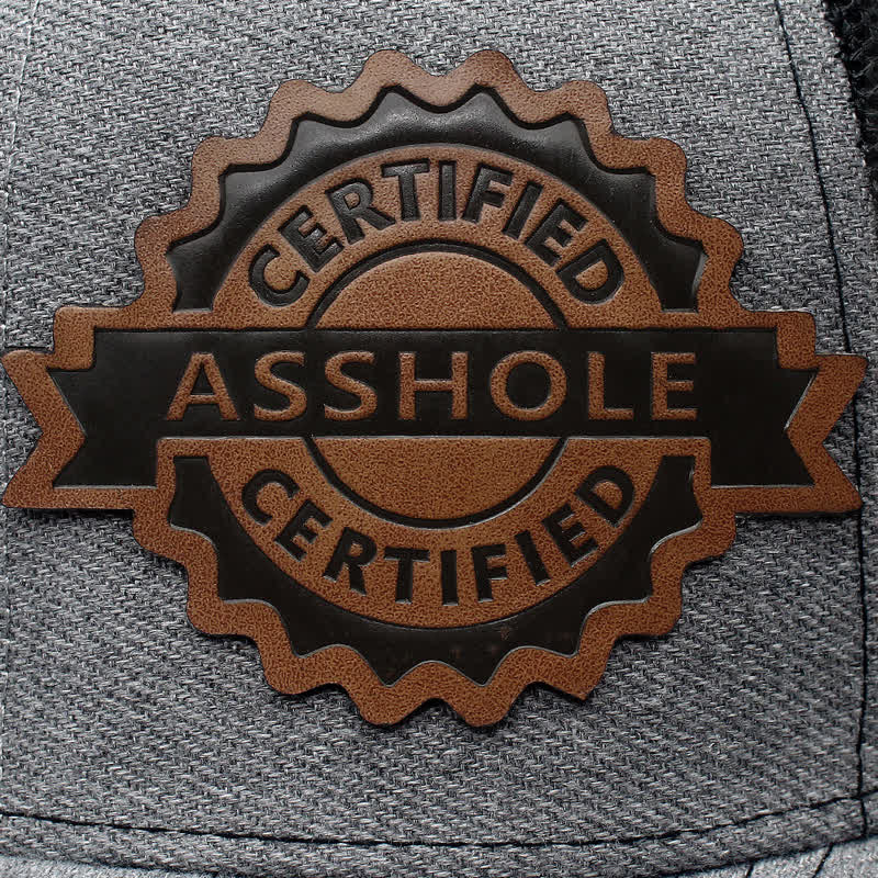 Letter Pattern Brown Leather Label Patch Trucker Hat