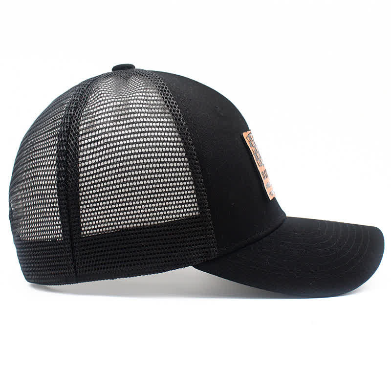 Best Dad Ever USA Flag Leather Label Patch Trucker Hat