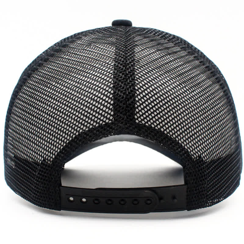 Best Dad Ever USA Flag Leather Label Patch Trucker Hat