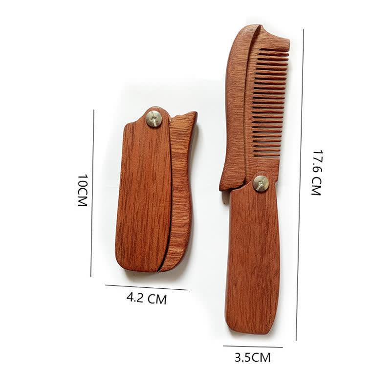 Personalized Carved Name Folding Wood Beard Hair Comb - Style #1 - image 2
