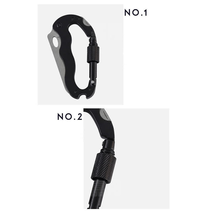 5-In-1 Multitool Folding Knife D Shape Buckle Carabiner Keychain