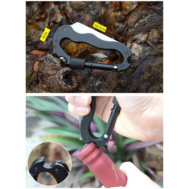 5-In-1 Multitool Folding Knife D Shape Buckle Carabiner Keychain - image 12