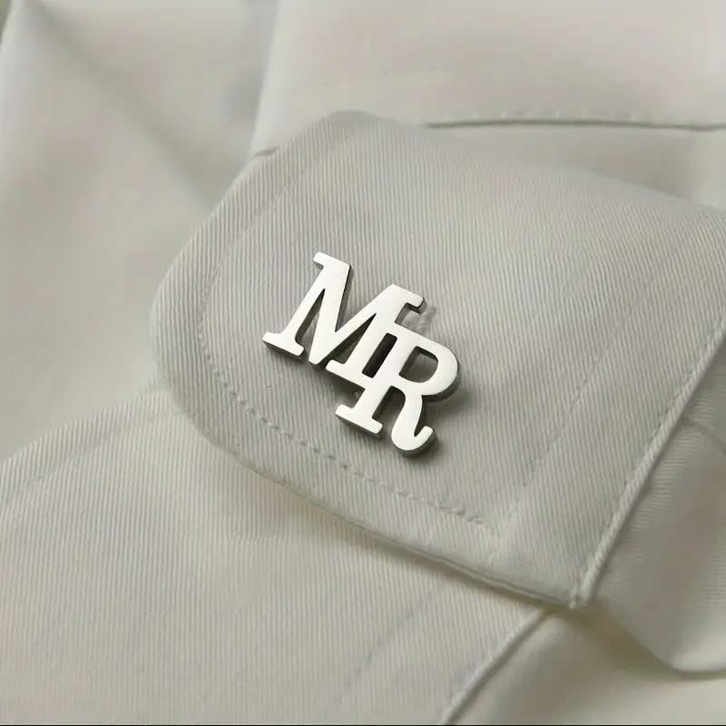 1 Pair Custom Letter Button Covers Set Suit Cufflinks