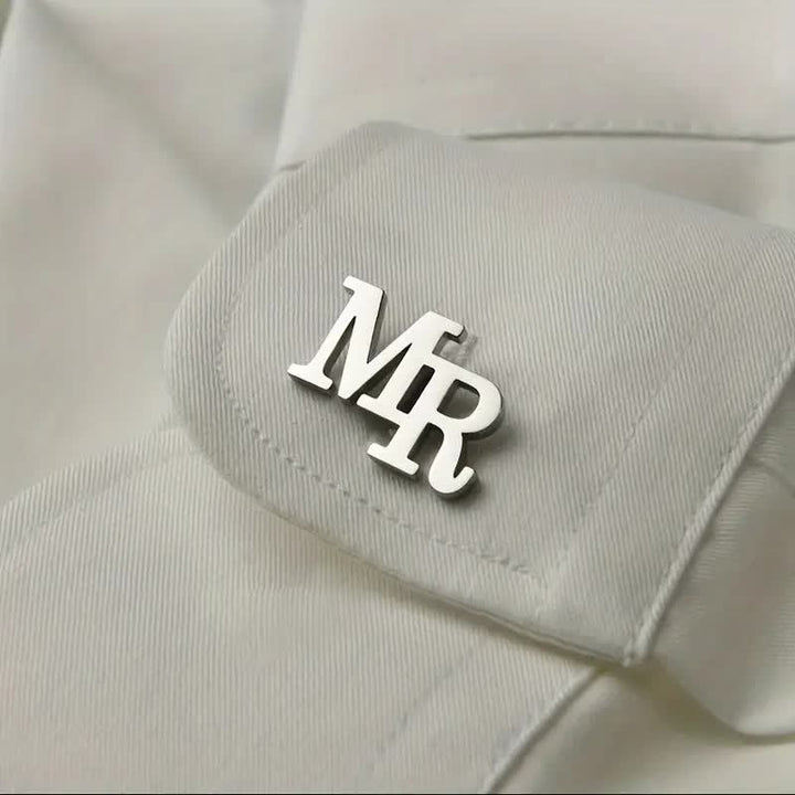 1 Pair Custom Letter Button Covers Set Suit Cufflinks