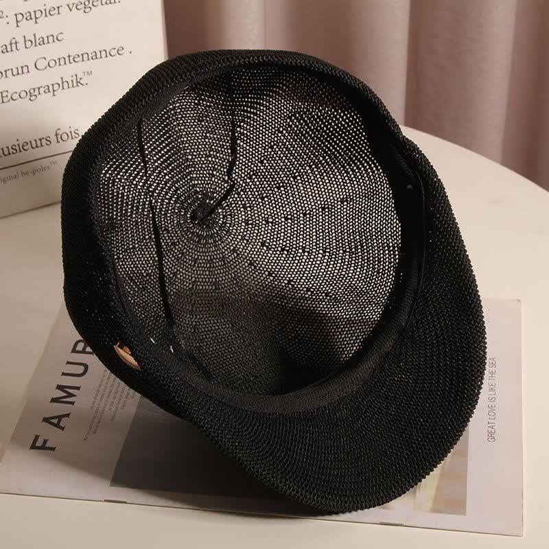 Women's Chic Gold Chain Silver Rhinestone Straw Beret Hat