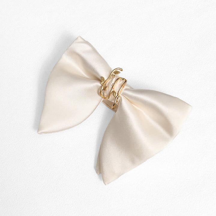Men's Gold Vine Leaf Oversized Pointed Bow Tie Pocket Square - White - Bow Tie - image 9