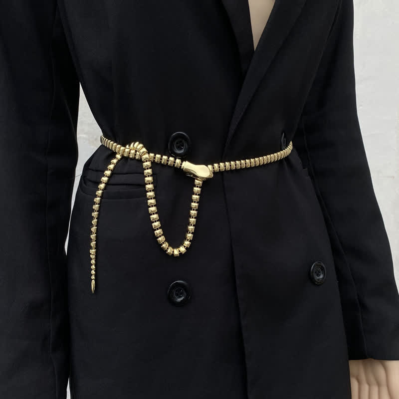 Women's Retro Snake-Shaped Waist Chain Chain Metal Belt - image 1