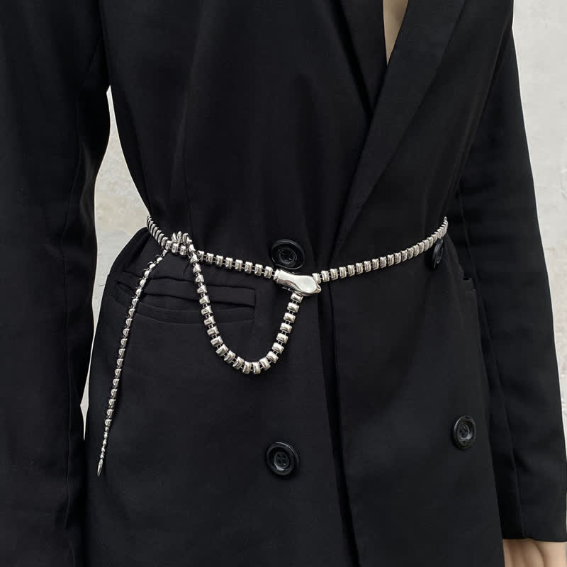 Women's Retro Snake-Shaped Waist Chain Chain Metal Belt - image 7