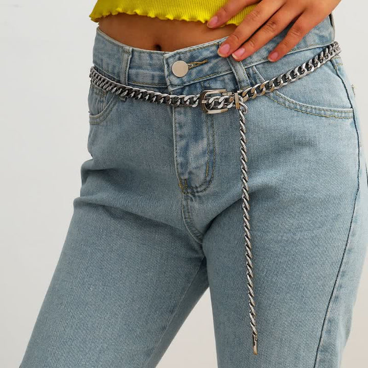 Women's Multi-Layer Body Link Waist Chain Metal Belt - Silver - image 4