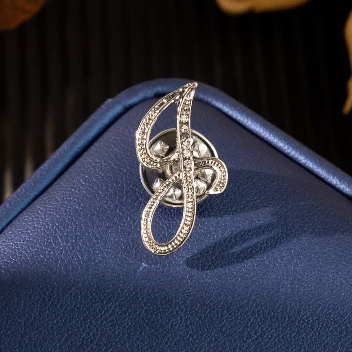 Initial Letter 26 Alphabet Silver Rhinestone Brooch