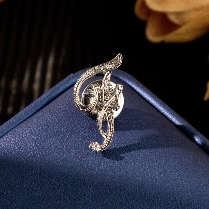 Initial Letter 26 Alphabet Silver Rhinestone Brooch - F - image 6