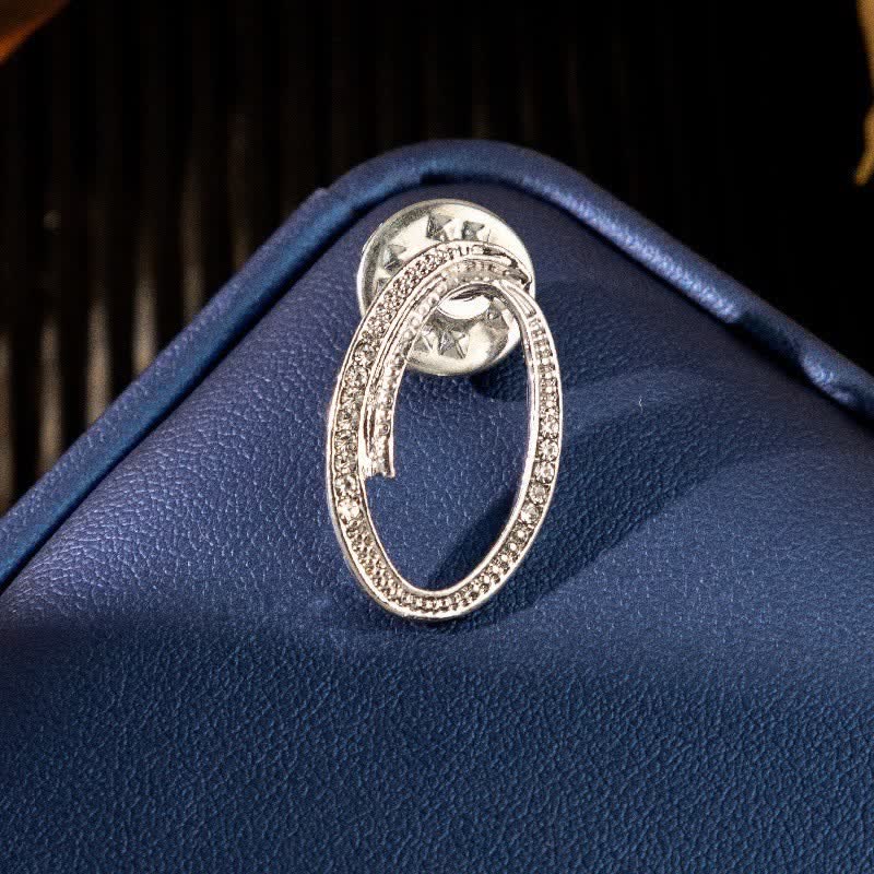 Initial Letter 26 Alphabet Silver Rhinestone Brooch