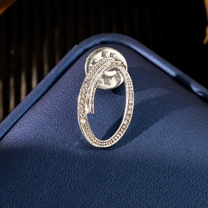 Initial Letter 26 Alphabet Silver Rhinestone Brooch