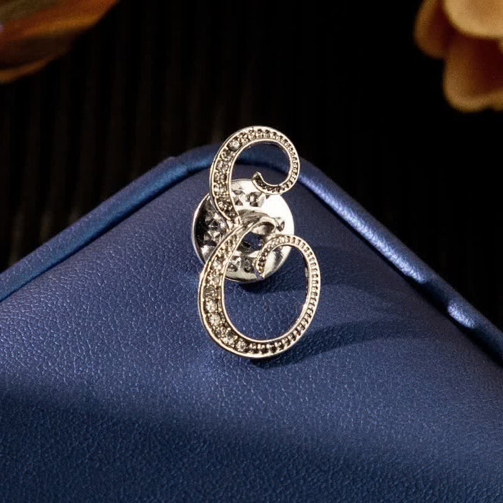 Initial Letter 26 Alphabet Silver Rhinestone Brooch