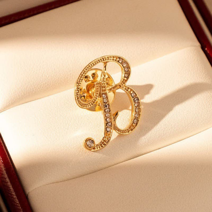 Gold Initial Letter 26 Alphabet Rhinestone Brooch - B - image 2