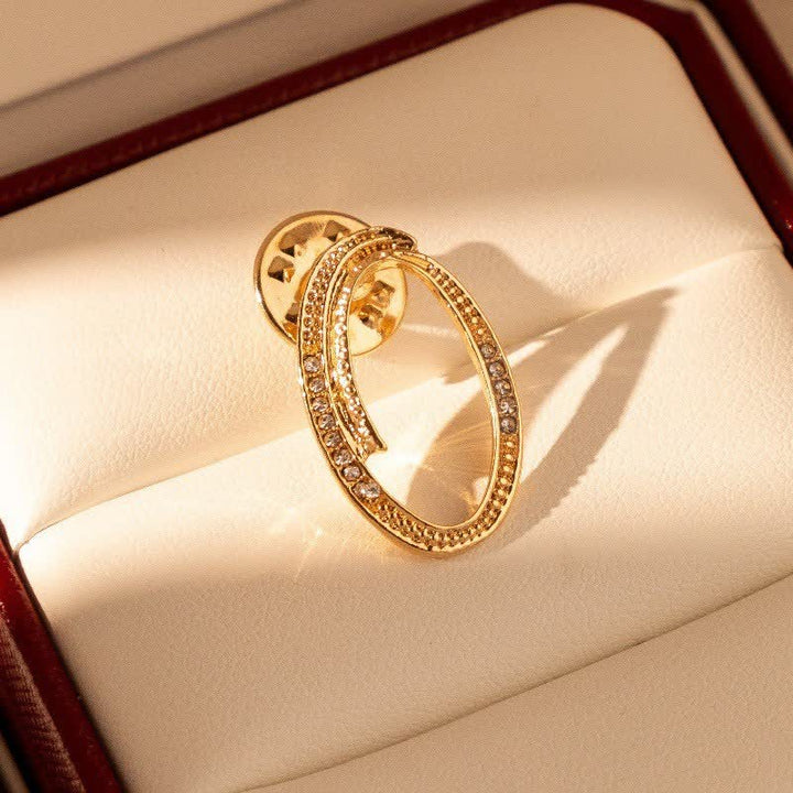 Gold Initial Letter 26 Alphabet Rhinestone Brooch