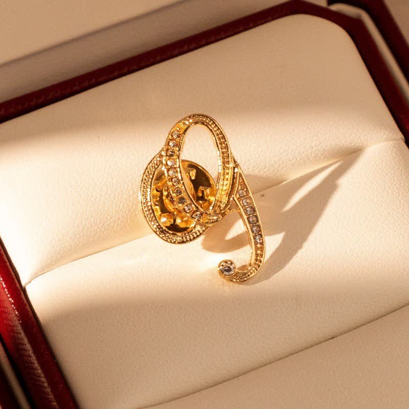 Gold Initial Letter 26 Alphabet Rhinestone Brooch