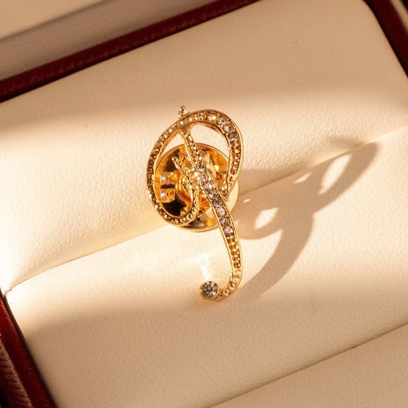 Gold Initial Letter 26 Alphabet Rhinestone Brooch