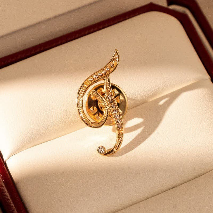 Gold Initial Letter 26 Alphabet Rhinestone Brooch - F - image 6