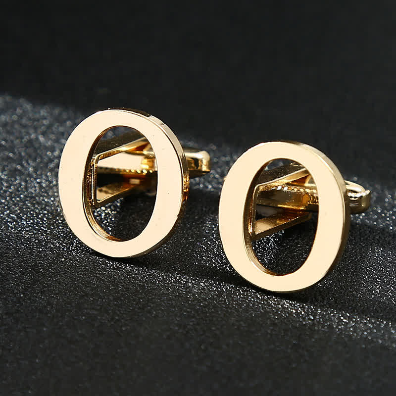 Men's 1 Pair Gold Plated Initial Letter 26 Alphabet Cufflinks