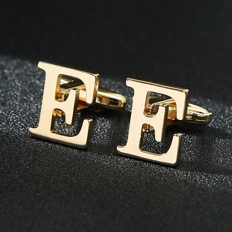 Men's 1 Pair Gold Plated Initial Letter 26 Alphabet Cufflinks