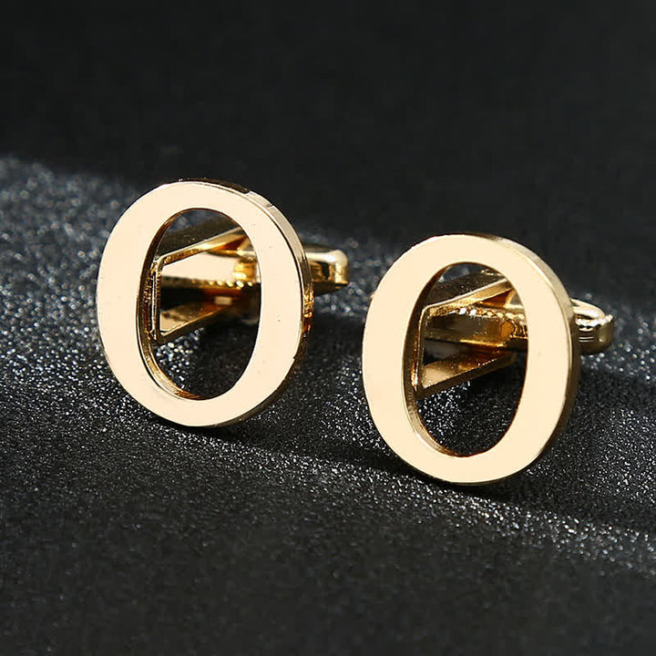 Men's 1 Pair Gold Plated Initial Letter 26 Alphabet Cufflinks - O - image 15