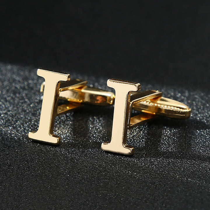 Men's 1 Pair Gold Plated Initial Letter 26 Alphabet Cufflinks