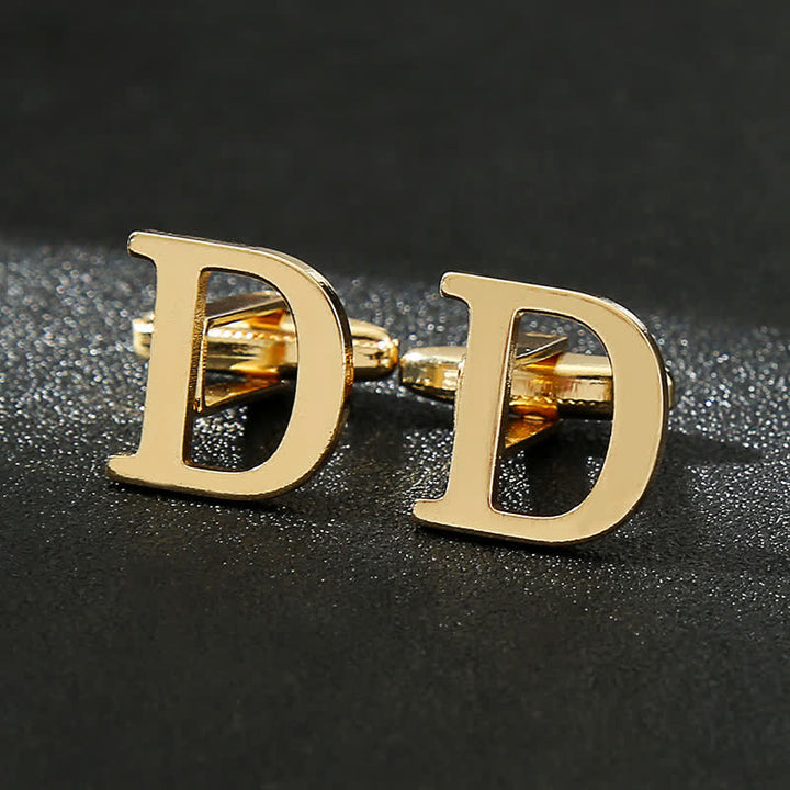 Men's 1 Pair Gold Plated Initial Letter 26 Alphabet Cufflinks