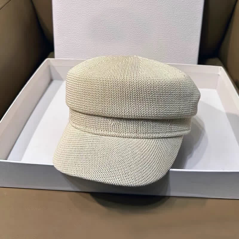 Women's Soild Color Straw Linen Octagonal Beret Hat - Ivory - M (22 1/2"-22 7/8") - image 0