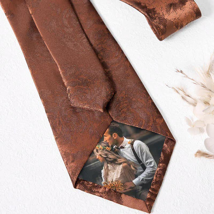 3Pcs Men's Vintage Bronze Flower BowTie Necktie Set