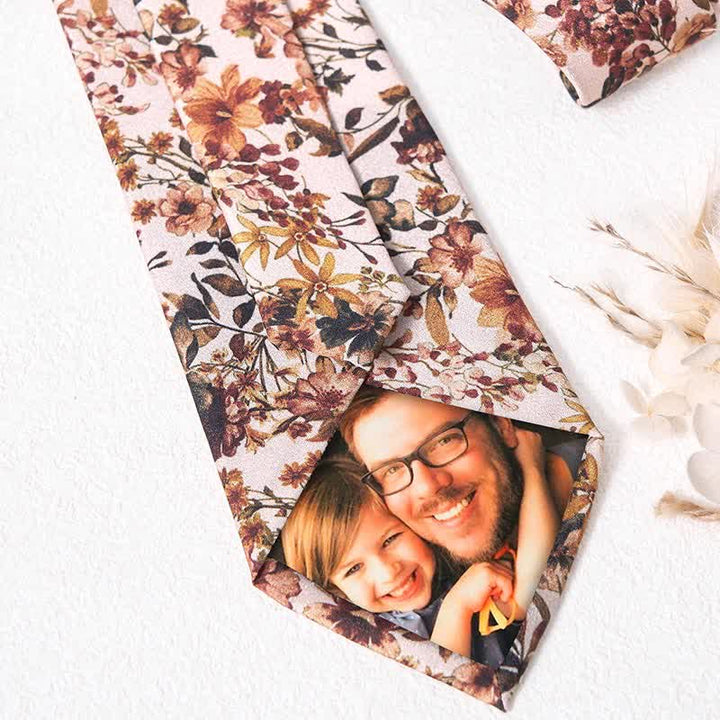 Men's Casual Orange & Ivory Flowers Necktie