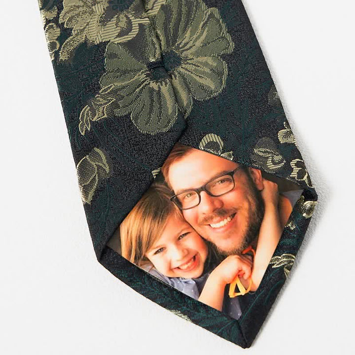 Men's Pine Forest Green Floral Necktie Pocket Square