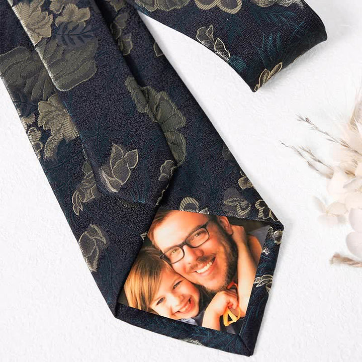 Men's Pine Forest Green Floral Necktie Pocket Square